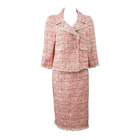 the classic chanel suit|vintage Chanel tweed suit.